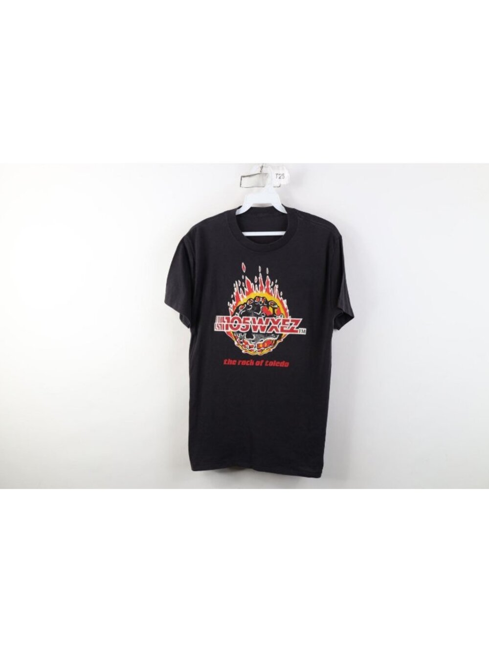 Vintage 80s Mens Small Faded 105 WXEZ FM Radio The Rock of Toledo T-Shirt USA